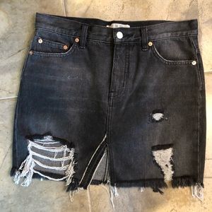 Free People Distressed Black Mini Skirt